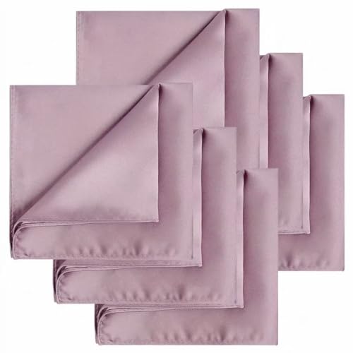 Image of KissTies 6PCS Satin Pocket Square Plain Color Handkerchief Gift Set