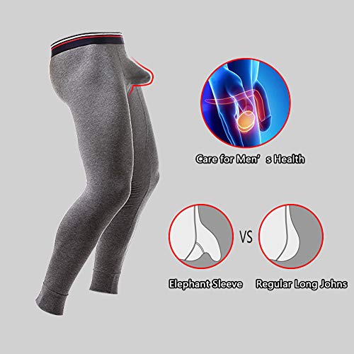 KAMUON Men’s Cotton Long Johns Thermal Bottoms Long Underwear Pants with Sheath (US M = Asian Tag 2XL : Waist 32"-34", 1 Pack-Royal Blue) - Thumbnail 2