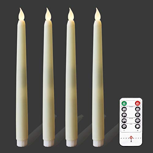 Remote & Timer 11"H LED Flameless Wax Coverd Tall Taper Candles -Warm White