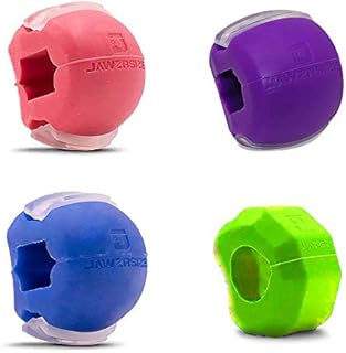 Jawzrsize Athletic Bundle Jaw Enhancer - Jaw, Face, and Neck Exerciser, Helps Reduce Stress and Cravings - Facial Exercise (Beg., Int., & Advanced - Pink, Purple, Blue, & Green)