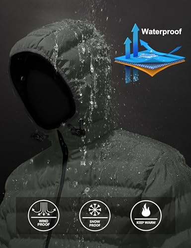 Little Donkey Andy Men's Warm Waterproof Puffer Jacket Hooded Windproof Winter Coat with Recycled Insulation - Image 5
