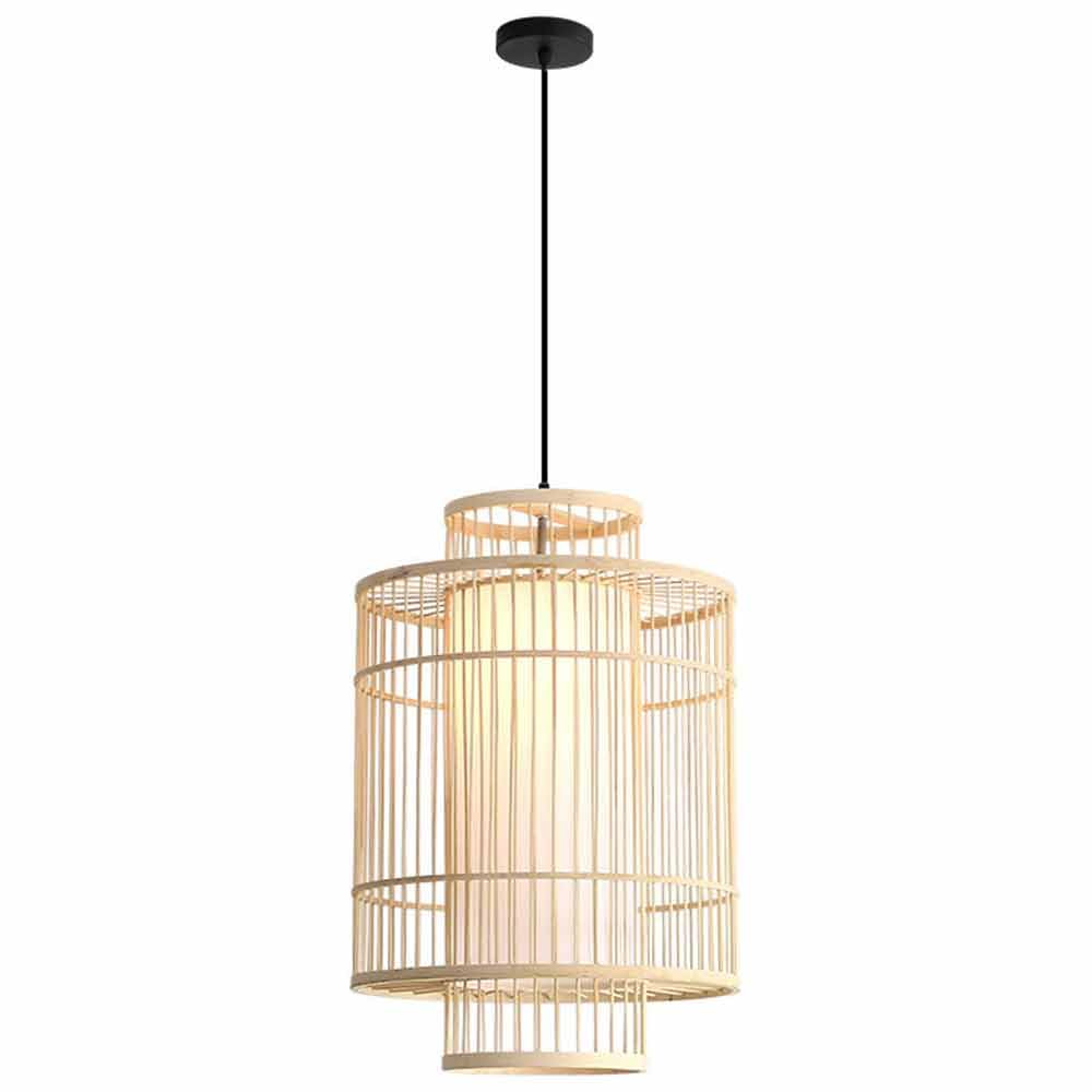 YANZHAOA Chinese Pendant Lamps Hollowout Vintage Hand-woven Ceiling Lamp Bamboo Woven Lampshade Antique Lantern Minimalism Country Wicker Rattan Home Lighting for Bedroom, Living Room, Study
