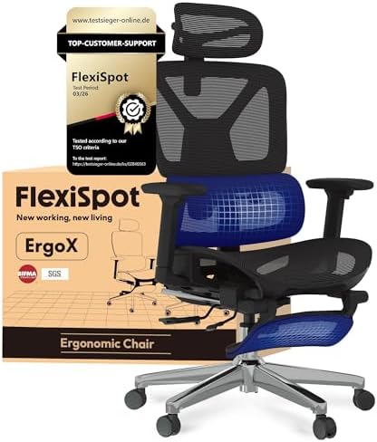 FLEXISPOT ErgoX Silla Escritorio con Reposapiés, Silla Ergonomica...