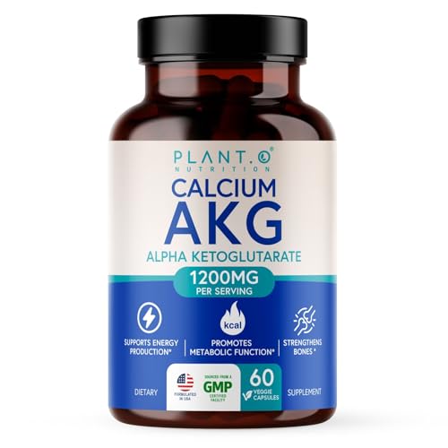 Calcium AKG (Ca-AKG) Monohydrate 1200mg Per Serving | Calcium Alpha Ketoglutarate for Cellular Energy & Healthy Aging Support | Vegan Non-GMO GMP Facility | 60 Capsules