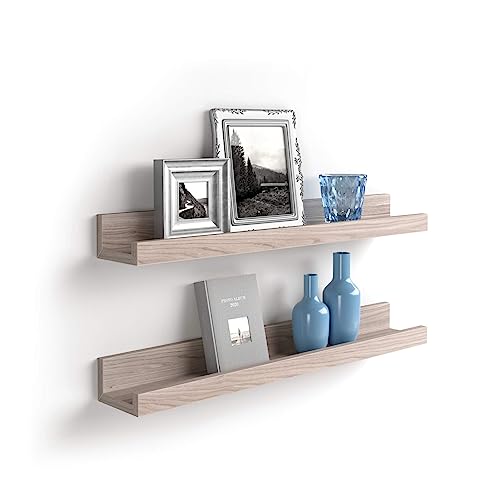 Mobili Fiver, Set of 2 First Picture Shelves, 31.49 in, Pearled Elm, Made in Italy