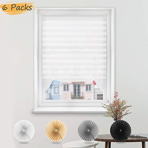 Acholo Pleated Fabric Shades Temporary Cordless Blinds Light Filtering for Windows