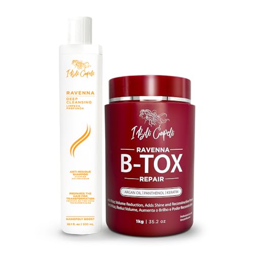 I Belli Capelli Ravenna Hair Treatment Kit- 1kg/35.2 oz B-tox Hair Mask + 300ml/10.1 fl.oz Anti-Residue Shampoo- Repair & Clarifying Shampoo for Longer Effect