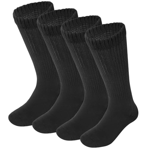 Extra Wide Diabetic Socks 2 Pairs Hospital Swollen Neuropathy Socks for Men Women, Cushioned, Smooth Toe Seam