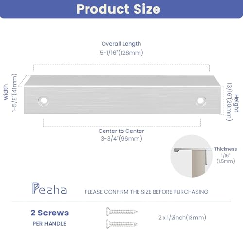 Image of Peaha 25 Pack Kitchen Cabinet Handles 3-3 /4 inch Brushed Nickel Cabinet Pulls