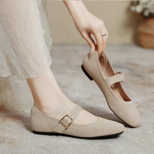 Mary Jane Shoes Women Ballet Flats Ballet Flats with Arch Support Adjustable Strap Square Toe Flat Shoes Dressy Comfortable Wide4
