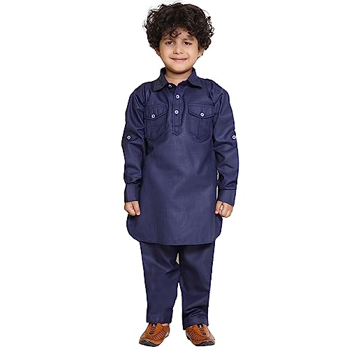 Image of AJ DEZINES Kids Cotton Full Sleeve Solid Black Pathani Suit Set for Boys - Ethnic Wear | Traditional | Festival Wear for boys - Regular Fit