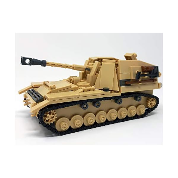 Modbrix WW2 Bausteine Panzer Jagdpanzer Sd.Kfz 164 inkl. 3 Minifiguren Soldaten – Bild 6