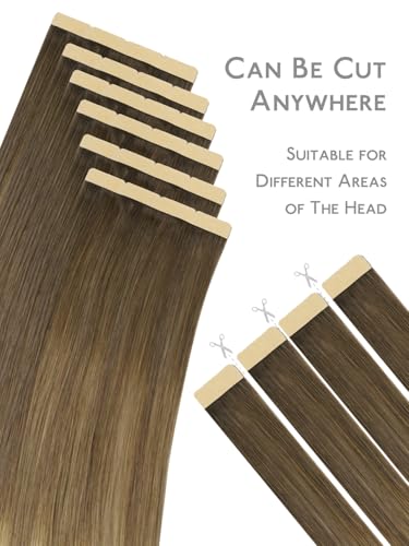 Image of WENNALIFE 3.15 inch Wide Tape in Hair Extensions Human Hair, Tape in Weft