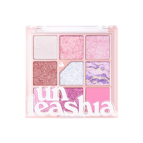 UNLEASHIA Glitterpedia Eyeshadow Palette, High Pigment Shimmer Glitter Eyeshadow, Sparkle Eye Makeup Palette, Long-Lasting Blendable Korean Makeup, Vegan (No.9 All of Pink Glitter)