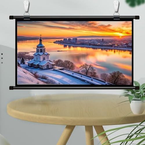 Pantalla manual para proyector 16:9 72 pulgadas miniatura 6