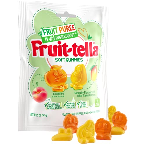 Fruit-Tella Soft Gummy Candy,  Peach And Mango Fruit Flavors, 5 Oz (Pack Of 12) Peanut & Tree Nut Free, No High-Fructose Corn Syrup, Naturally Flavored #TOP1