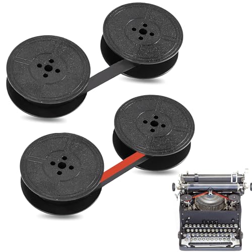 2 Stück Doppelpack Farbband für Schreibmaschine, 7Meter Nylon Typewriter Farbband, Schreibmaschinen Ersatzpackung,Schreibmaschinenband Kompatibel mit Modellen DIN 2103 32755 - Rot Schwarz + Schwarz