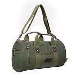 Nature's Lodge Canvas Duffel Bag Genuine Leather Casual Travel Daypack Vintage Messenger Bag Shoulder Sling Daypack Large Capacity Luggage Weekender Rucksack for Men and Women, 30 L