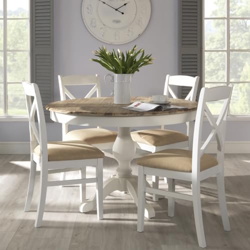 Florence Round Pedestal Dining Table and Chairs Set 4 | 120cm White ...