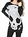 Allegra K Women's Long Sleeves Skull Stars Loose Tunic Shirt Black M (US 10)