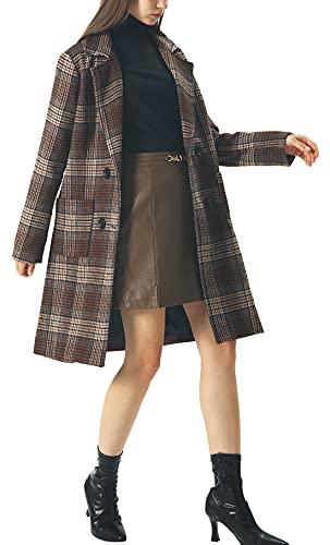 Image of chouyatou Women Elegant Notched Collar Double Breasted Wool Blend Over Coat
