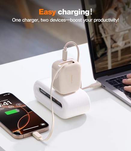 Image of TORRAS FlexLine 35W USB C Charger, Dual-Port GaN Retractable Charger, Gold