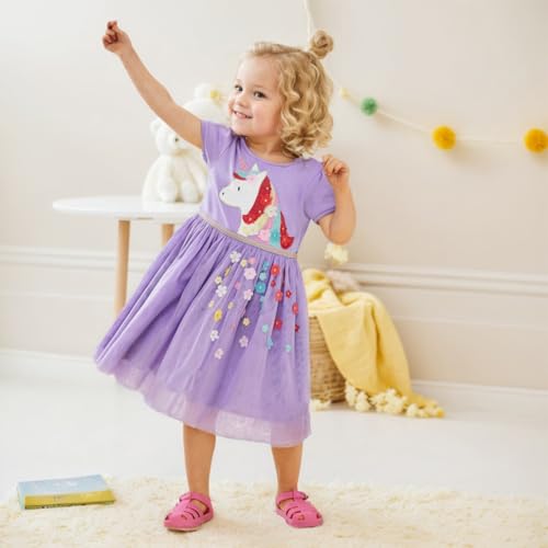 Image of Toddler Girls Tutu Dresses Cute Casual Short Sleeve Dress for Summer Daily Home School Party 2-8T