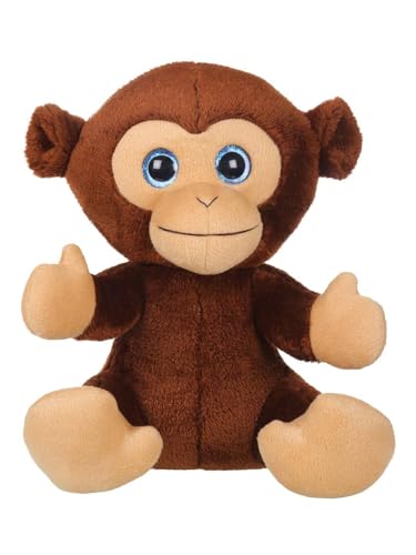 Image of Mirada Dark Brown Cute Plush Stuffed Glitter Eye Monkey Soft Toy - 25 cm