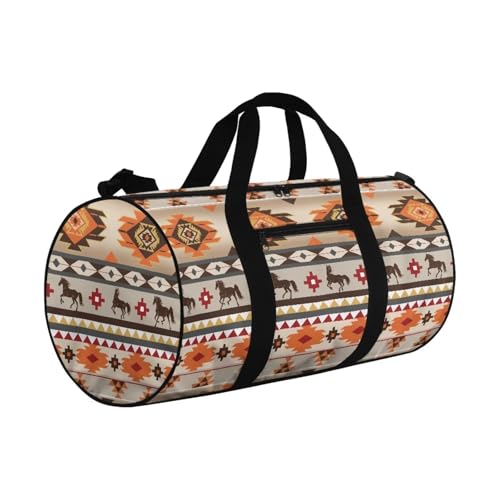 Ethnic Horse Duffle Bag for Travel Large Size Tribal Printed Travel Duffel Bags for Men Lightweight Weekender Overnight Duffel Bag with Soft and Adjustable Strap2