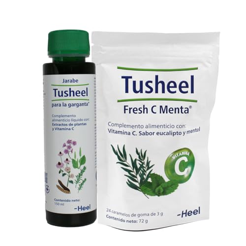 Heel – Pack Tusheel Jarabe Para la Garganta/Tusheel Fresh C Menta - Con Extractos de Plantas y Vitamina C–Ayuda a aliviar la Tos y los signos de la Congestión Nasal naturalmente–Ni gluten ni lactosa