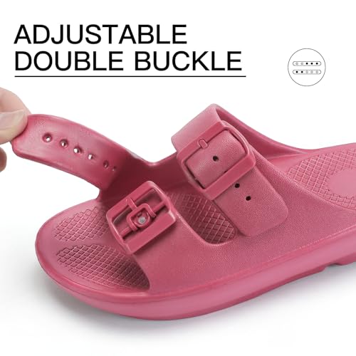 Kricely Women and Men Recovery Sandals Plantar Fasciitis Arch Support Orthotic Slides Adjustable Double Buckle Thick Sole Slippers（Red Women 8-9 Men 7-8）3