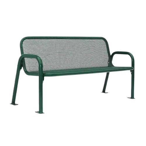 GBEVAUEIO Banco de Exterior Banco Doble de Hierro for Exterior, Rejilla Verde con Respaldo for balcón, Patio, Silla de Parque Banco de Exterior