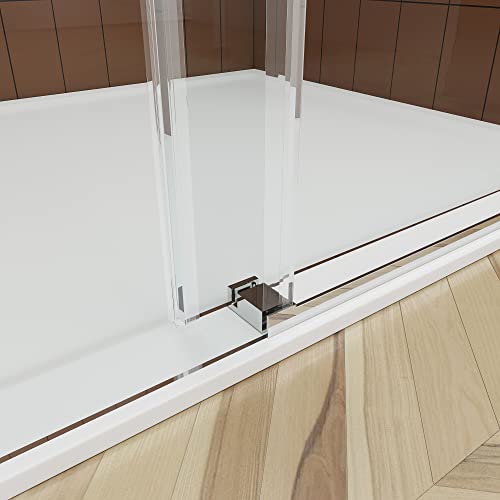 Frameless Sliding Shower Door, 56"-60" Wide, 76" High, 3/8" (10Mm) Clear Tempered Glass, Noiseless, Waterproof Bathroom Shower Door, Chrome Finish Ss04 #TOP3