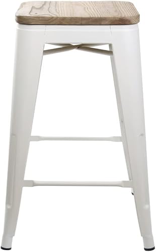 Miniatura 57 de GIA Taburete de mostrador sin respaldo de 24 pulgadas, cantidad de 4, bronce con asiento de madera clara Negro -,Café,Gris,gris, (Gun