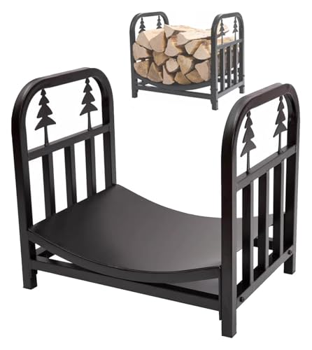 YAYREC Log basket,Log Store,Log Holder, Tree Pattern Firewood Holder, Sturdy Fireplace Firewood Rack, Storage Wood Stand, Holiday Decorations