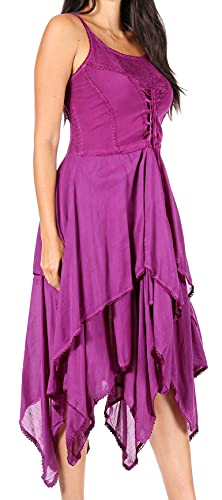 Image of Sakkas Lady Mary Jacquard Corset Style Bodice Lightweight Handkerchief Hem Dress