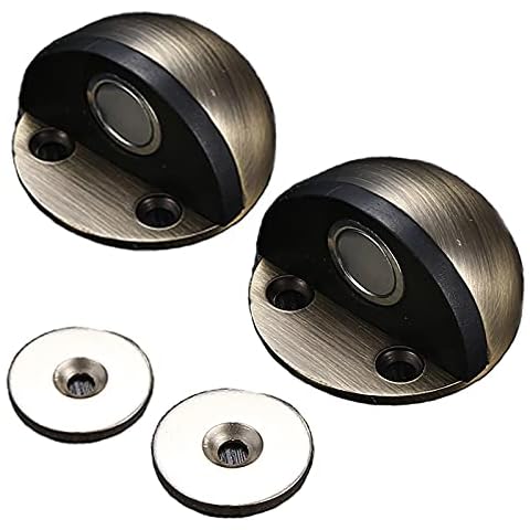 Floor Door Stopper with Magnet Semicircle Shaped Door Stopper, Protecting Wall - Magnetic Door Stopper, Stainless Steel Door Blocker with Adhesive Tape & Screws (Pack-of-2) Cover