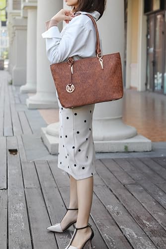 Image of MKF Collection Tote Bag for Women, Shoulder Handbag & Wristlet Pouch Purse Top Handle Vegan Leather 4Pcs Set Pocketbook
