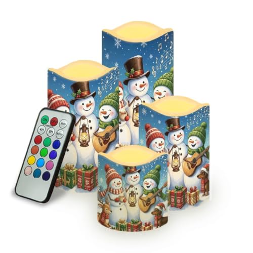 Image of Christmas Snowman Flameless Battery Operated Candles Set of 4