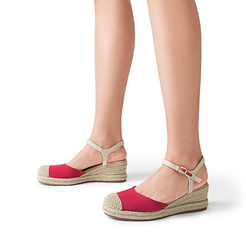 Image of DREAM PAIRS Women's Wedge Sandals, Closed Toe Espadrilles Platform Wedge Heels with Adjustable Ankle Straps and Comfortable Cushion Insoles