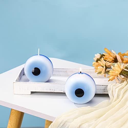 2 Pcs Evil Eye Candle 2.8 x 2.8 Inch Handmade Cute Candle Evil Eye Candle for Home