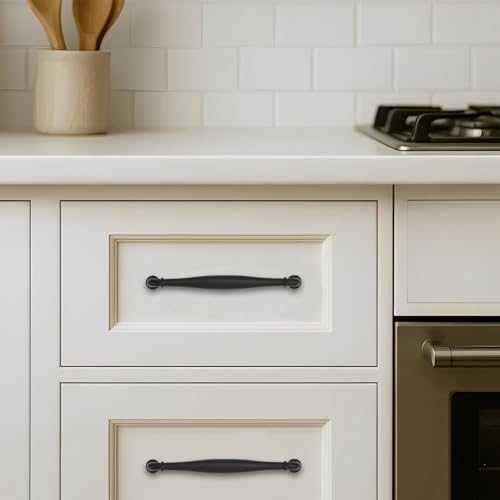 khtumeware 10 Pack 8inch(203mm) Hole Center Black Cabinet Pulls Solid Heavy-Duty Tradition Handles Hardware for Bathroom Dressers Pull cabinets wardrobes Closet Doors by khtumeware - Image 3