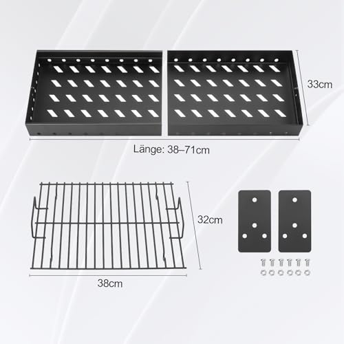 38,5-71cm Universal Verstellbare Holzkohleschale für Tepro Toronto, Taino Hero XL, Activa Angular, EL Fuego Montreal Holzkohlegrill, Hochtemperaturbeständig Aschepfanne,Holzkohlekorb Grill Ersatzteile