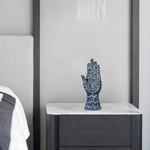 Estatua Hamsa Mano 9.8'' Resina Decorativa Azul miniatura 5