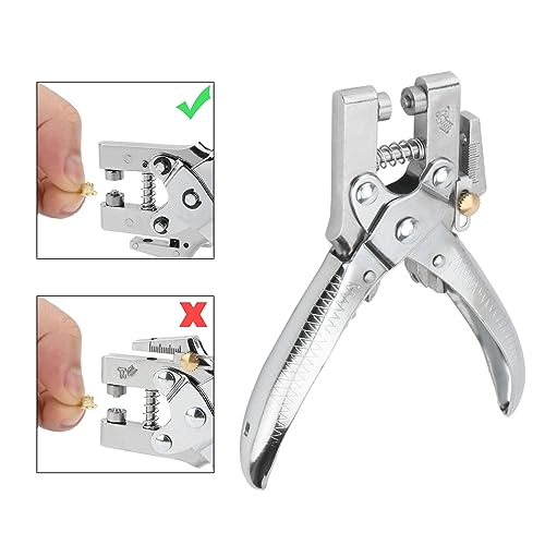 Eyelet Hole Punch Pliers with Extra 100 Pieces Rivets 20cm/7.8 Inch Easy Pressure Hollow Grommet Portable Handheld Leather Belt Silver Setting Tool Kit for Card Paper Canvas