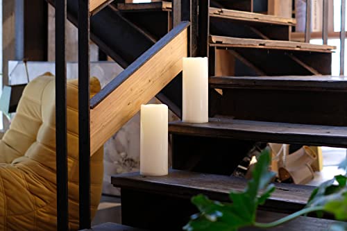 Image of NONNO&ZGF 4X10'' Large Outdoor IP44 Warm White LED Rainproof Waterproof Candles, Huge Flameless Battery LED Pillar Candle with Remote and Timer, Resin, No Melt, 2 Pack