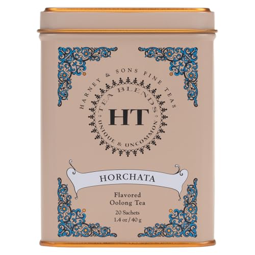 Image of Harney & Sons HT Horchata Oolong Tea, 20 Sachets in Tin | Oolong tea with cinnamon, vanilla and creamy horchata-inspired flavor. Contains caffeine.