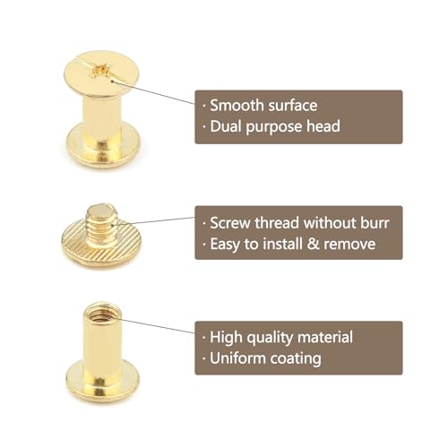 JJWNMLL 80 Sets Chicago Screw Posts M5*10mm, Rivet Chicago Binding Screws, Metal Rivet Replacement Repair for Bags Collar - Image 3