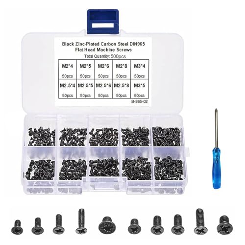Kit de Vis pour Ordinateur - M2 M2.5 M3 Mini Vis en Acier Carbone pour Réparation PC et Ordinateur Portable - Micro Visserie de Remplacement, 500 Pièces