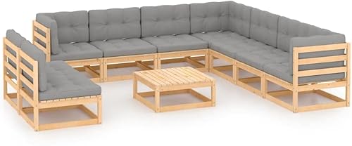 Miniatura 10 de QZZCED Juego de 10 piezas para patio con cojines sofá al aire libre juego de bar de patio muebles modernos para exteriores banco de comedor con